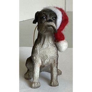 American Canine Association Boxer Christmas Tree Ornament Santa Hat